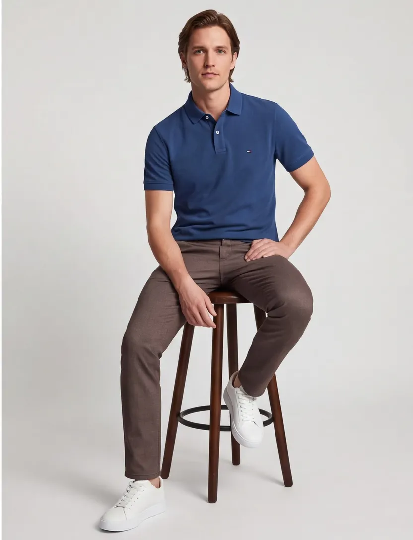 Poloshirt Tommy hilfiger big & tall 2 knoops donkerblauw
