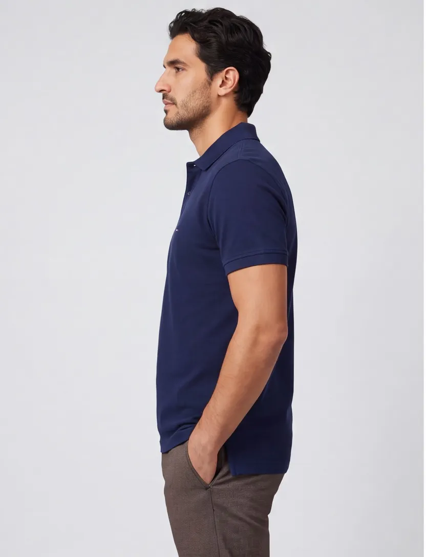 Poloshirt Tommy hilfiger big & tall navy pique 2 knoops