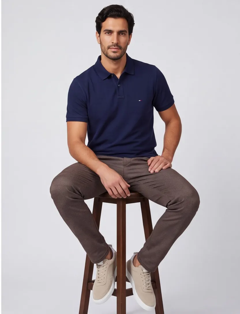 Poloshirt Tommy hilfiger big & tall navy pique 2 knoops