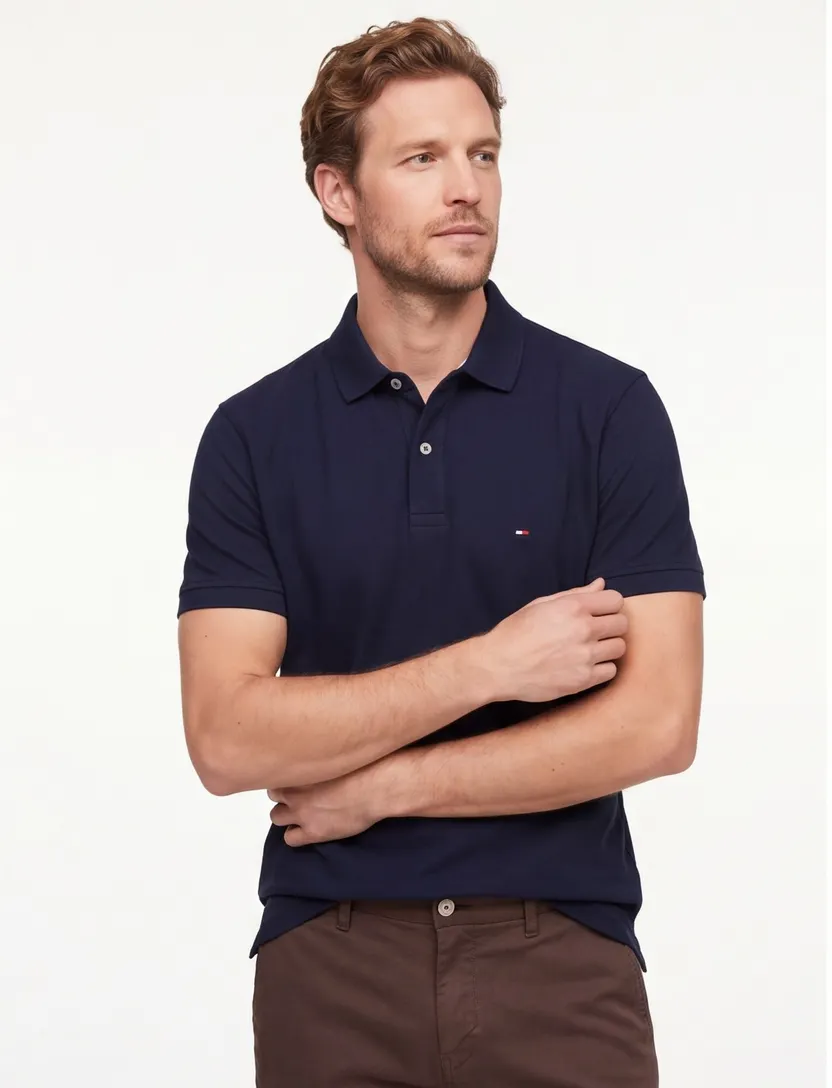 Poloshirt Tommy hilfiger donkerblauw big & tall pique