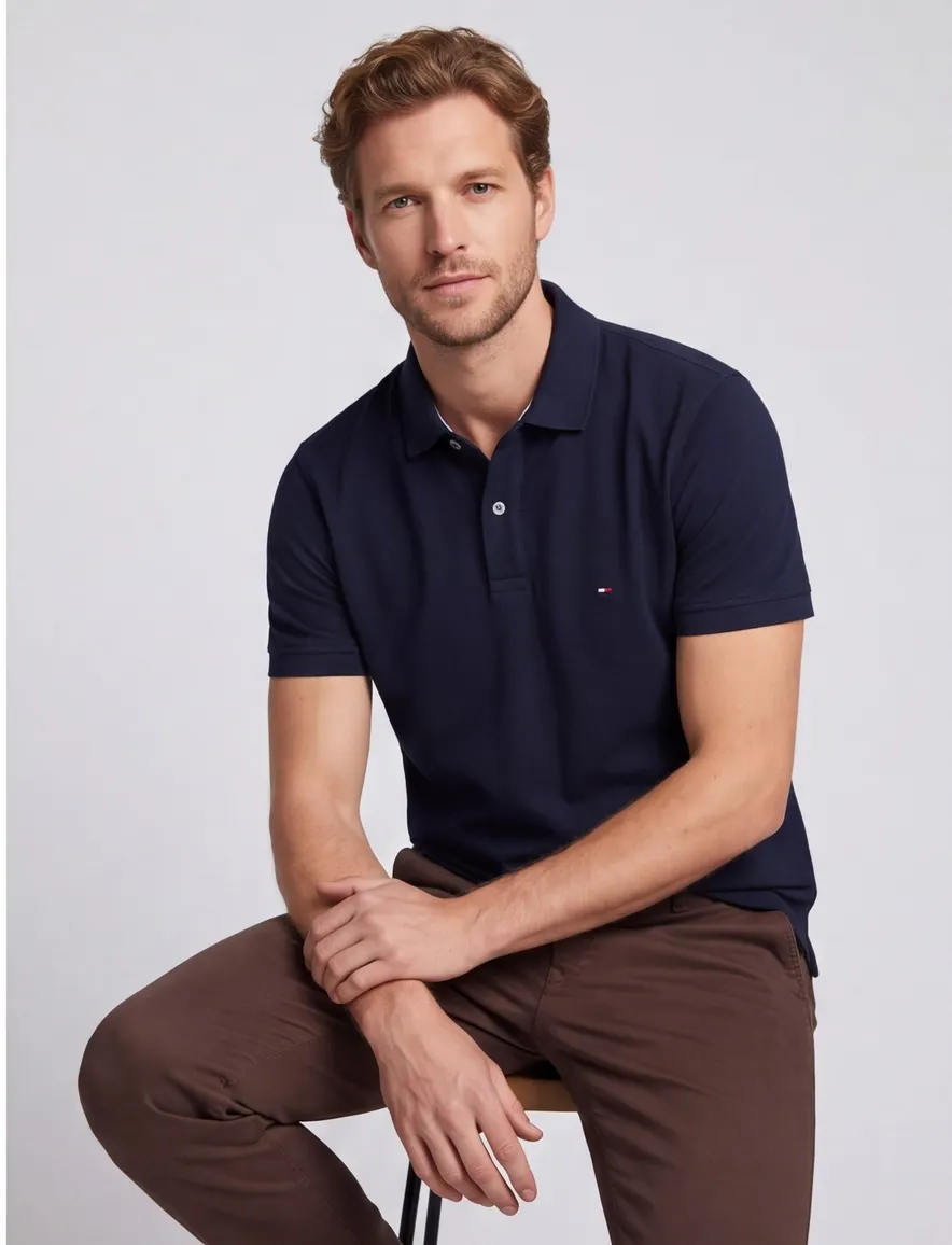 Tommy Hilfiger Plus 1985 piqué polo navy blauw