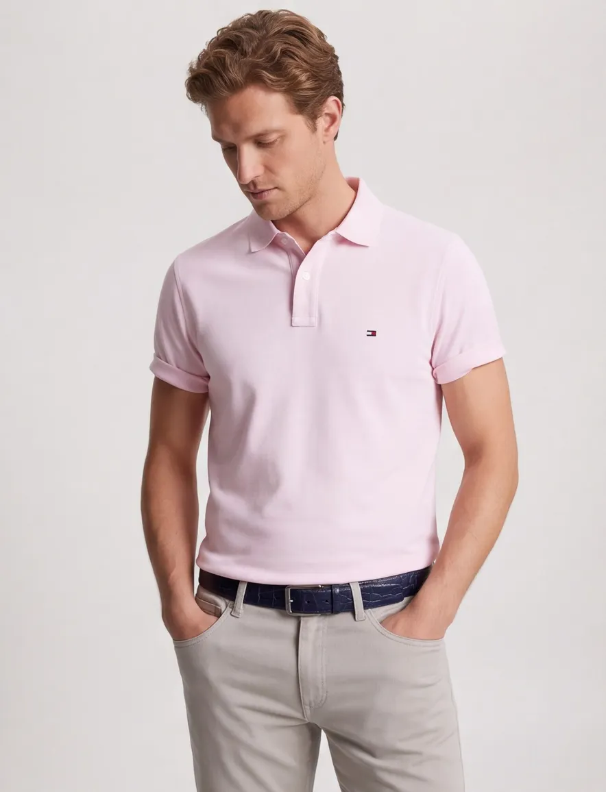 Licht roze polo Tommy hilfiger big & tall pique