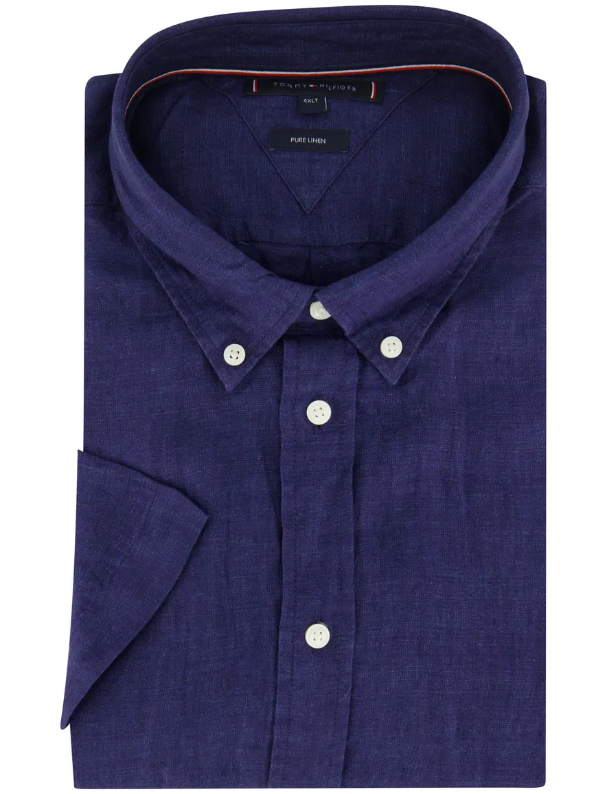 Tommy Hilfiger overhemd donkerblauw linnen