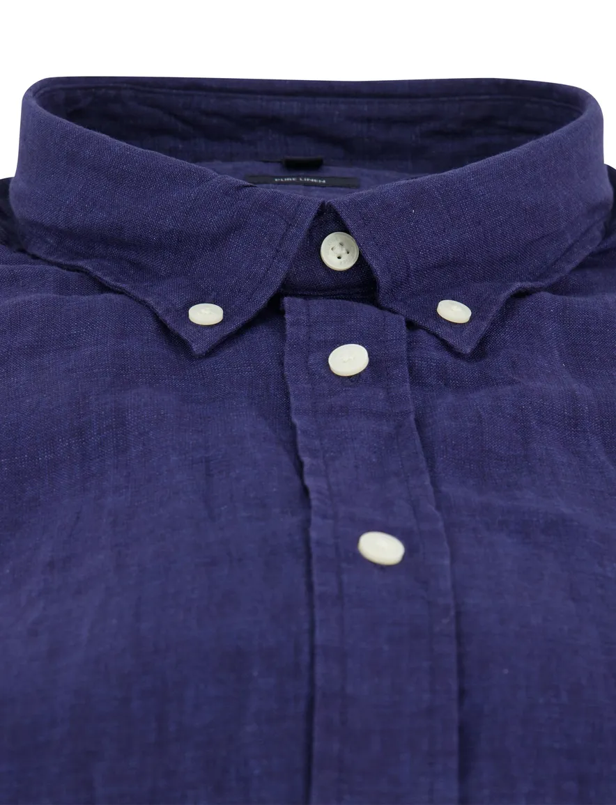 Tommy Hilfiger overhemd donkerblauw linnen