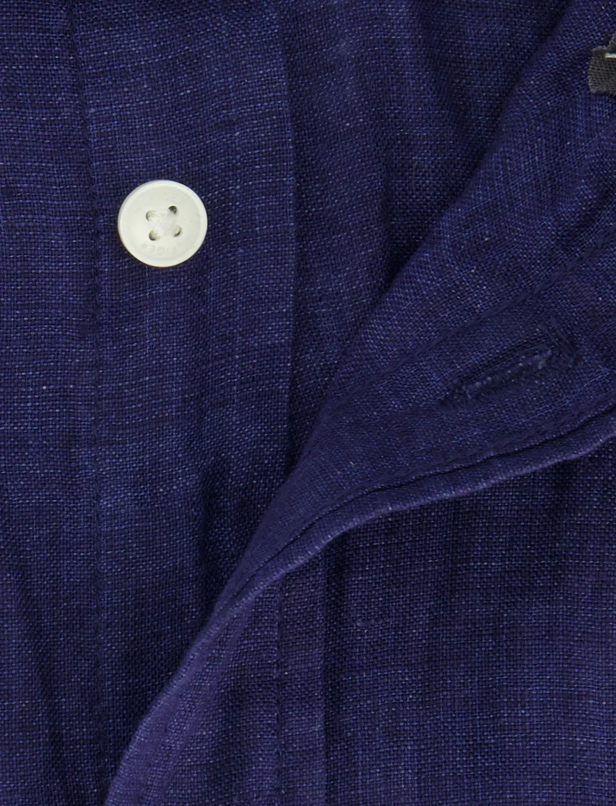 Tommy Hilfiger overhemd donkerblauw linnen