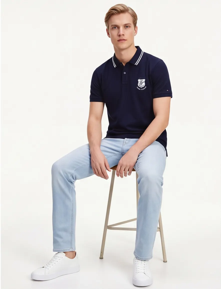 Donkerblauw poloshirt Tommy hilfiger big & tall pique