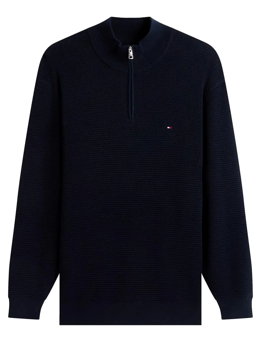 Tommy hilfiger big & tall half zip trui donkerblauw