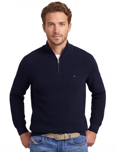 Tommy Hilfiger Navy half zip trui Tommy hilfiger big & tall