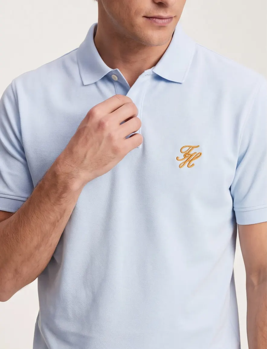 Pique 2 knoops poloshirt Tommy hilfiger big & tall lichtblauw