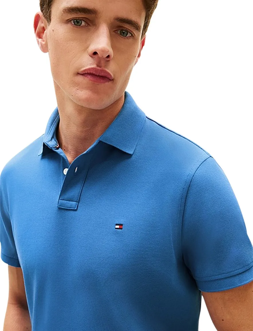 Tommy Hilfiger regular fit polo 2 knoops blauw pique