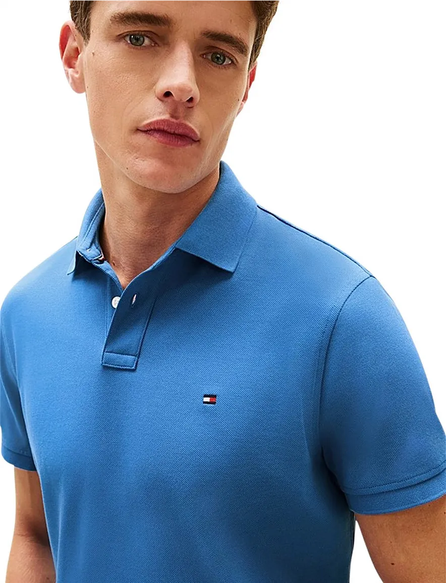 Tommy Hilfiger regular fit polo 2 knoops blauw pique