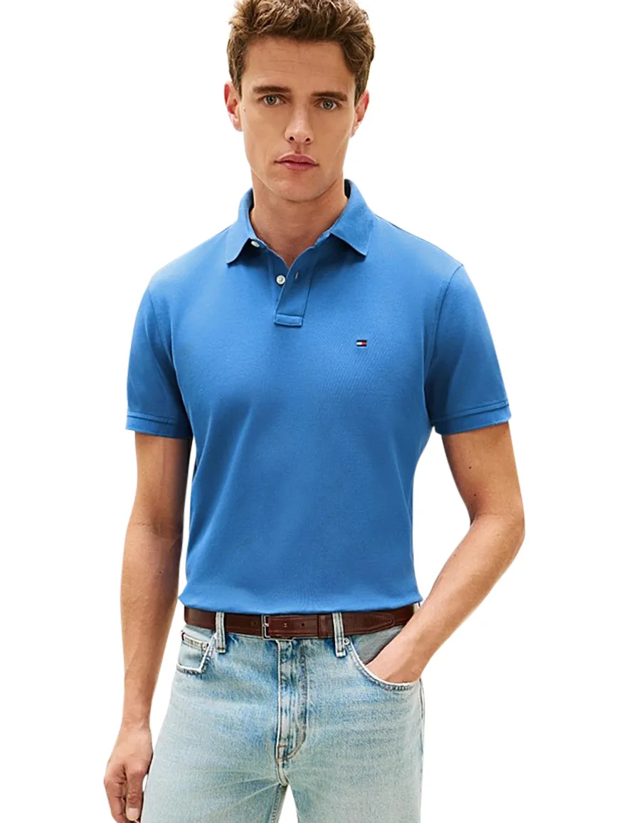 Tommy Hilfiger regular fit polo 2 knoops blauw pique