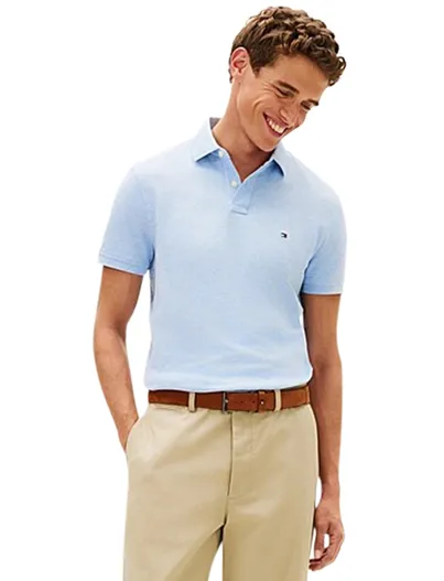 Tommy Hilfiger Gemeleerd poloshirt lichtblauw tommy hilfiger