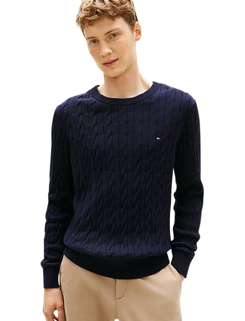 Kabeltrui Tommy Hilfiger navy normale fit