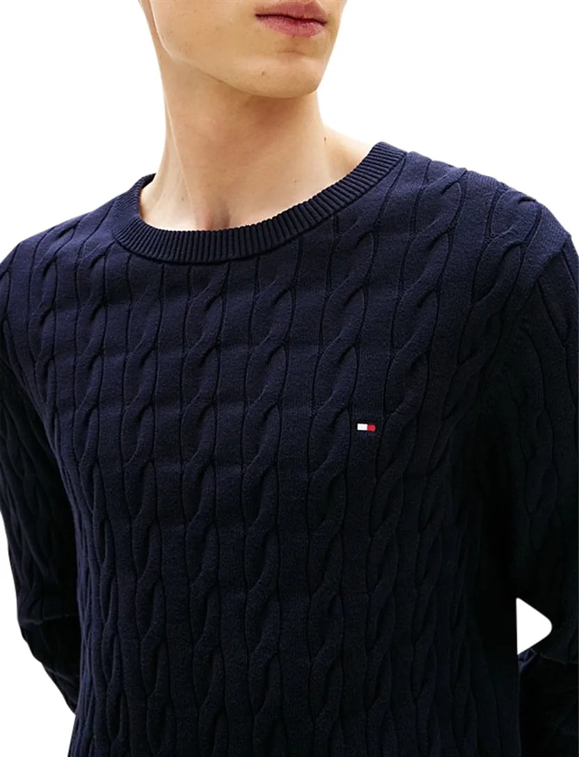 Kabeltrui Tommy Hilfiger navy normale fit