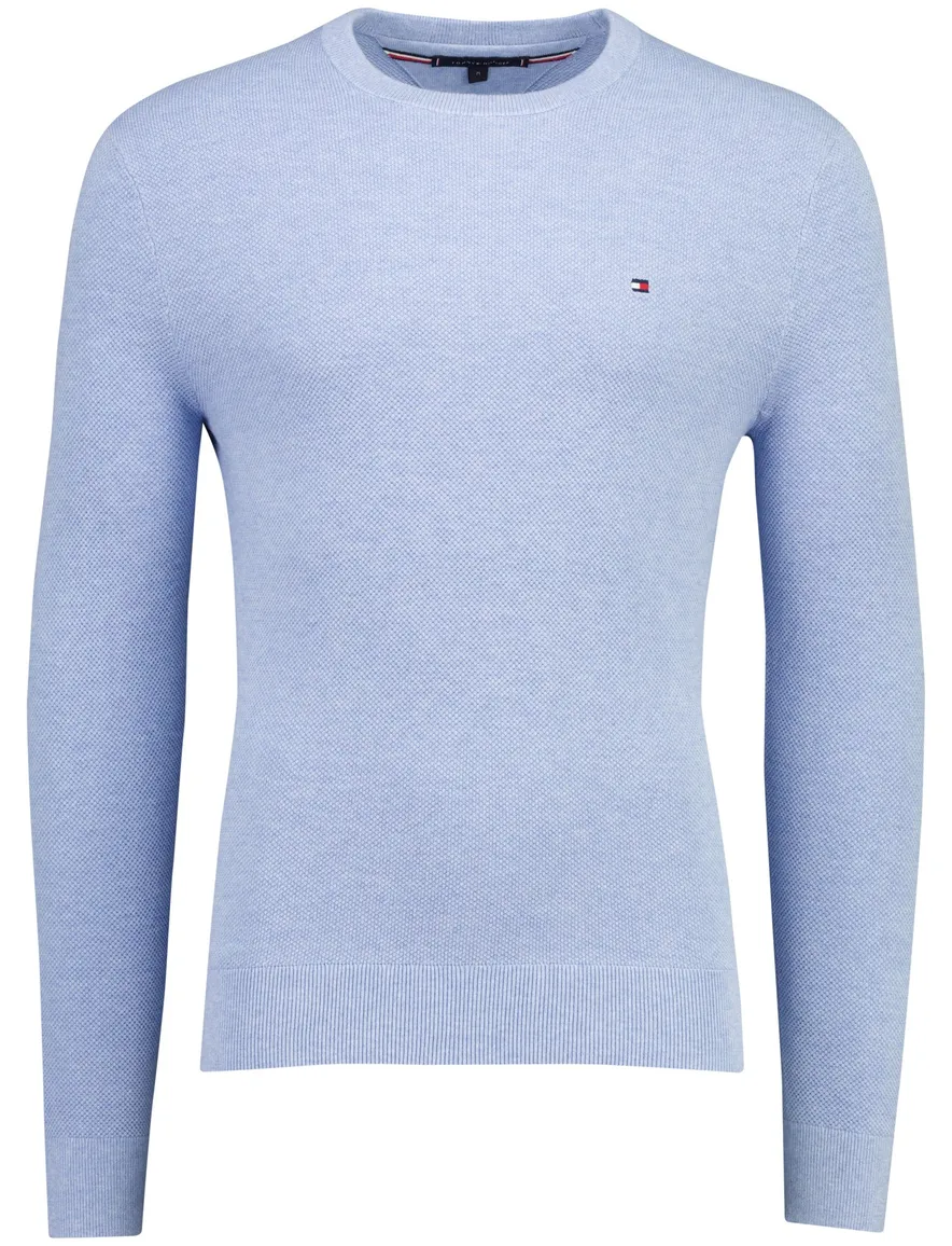 Tommy Hilfiger trui blauw structuur ronde hals