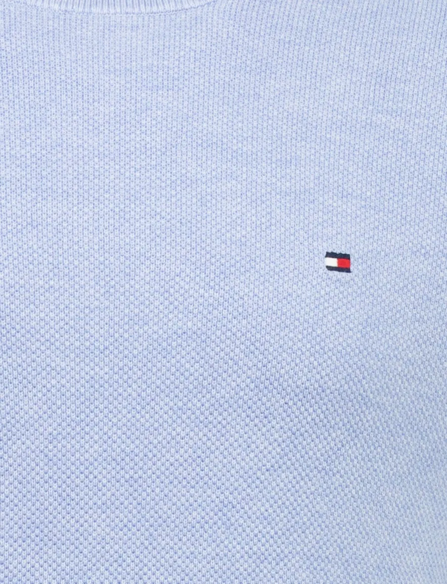 trui ronde hals Tommy Hilfiger lichtblauw structuur