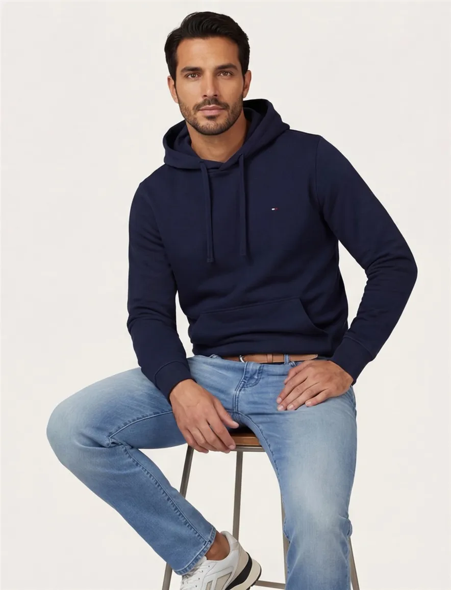 Navy hoodie Tommy Hilfiger navy normale fit capuchon