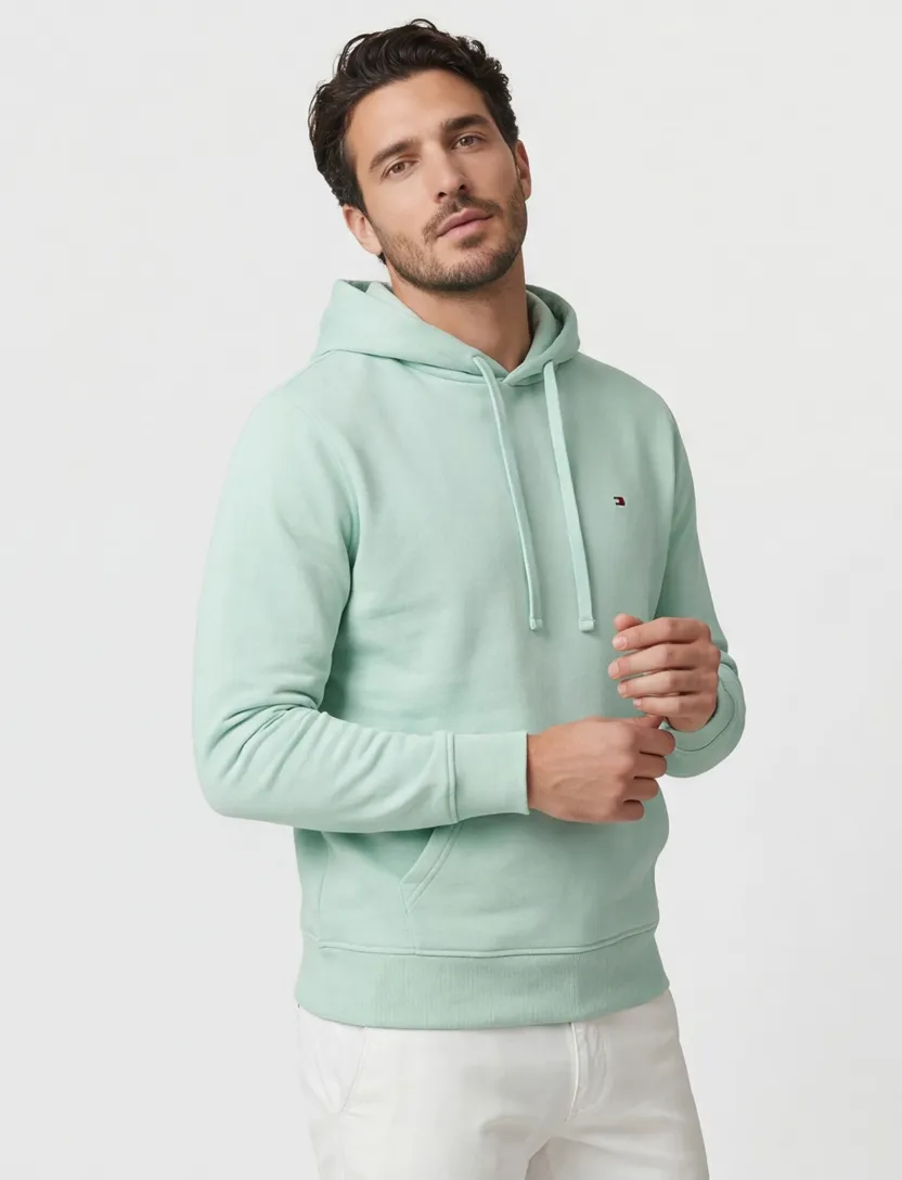 Casual hoodie met trekkoord en ribboord mint Tommy Hilfiger