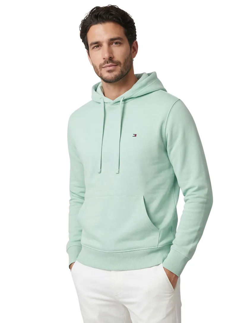 Casual hoodie met trekkoord en ribboord mint Tommy Hilfiger