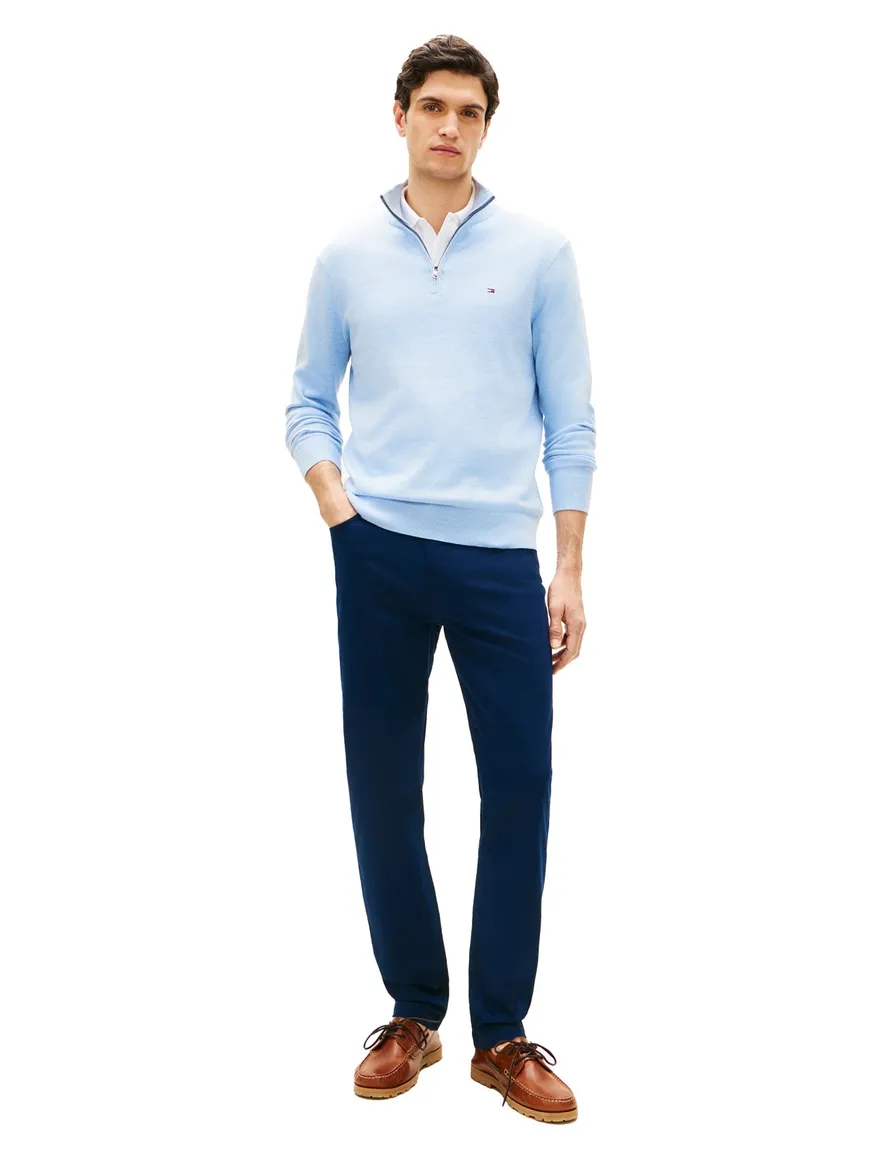 Tommy Hilfiger Half Zip trui lichtblauw