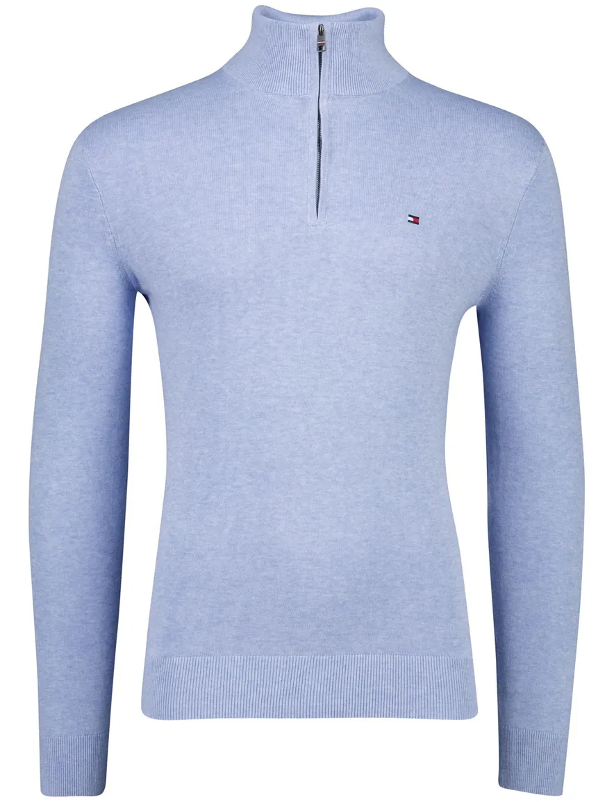 Tommy Hilfiger Half Zip trui lichtblauw