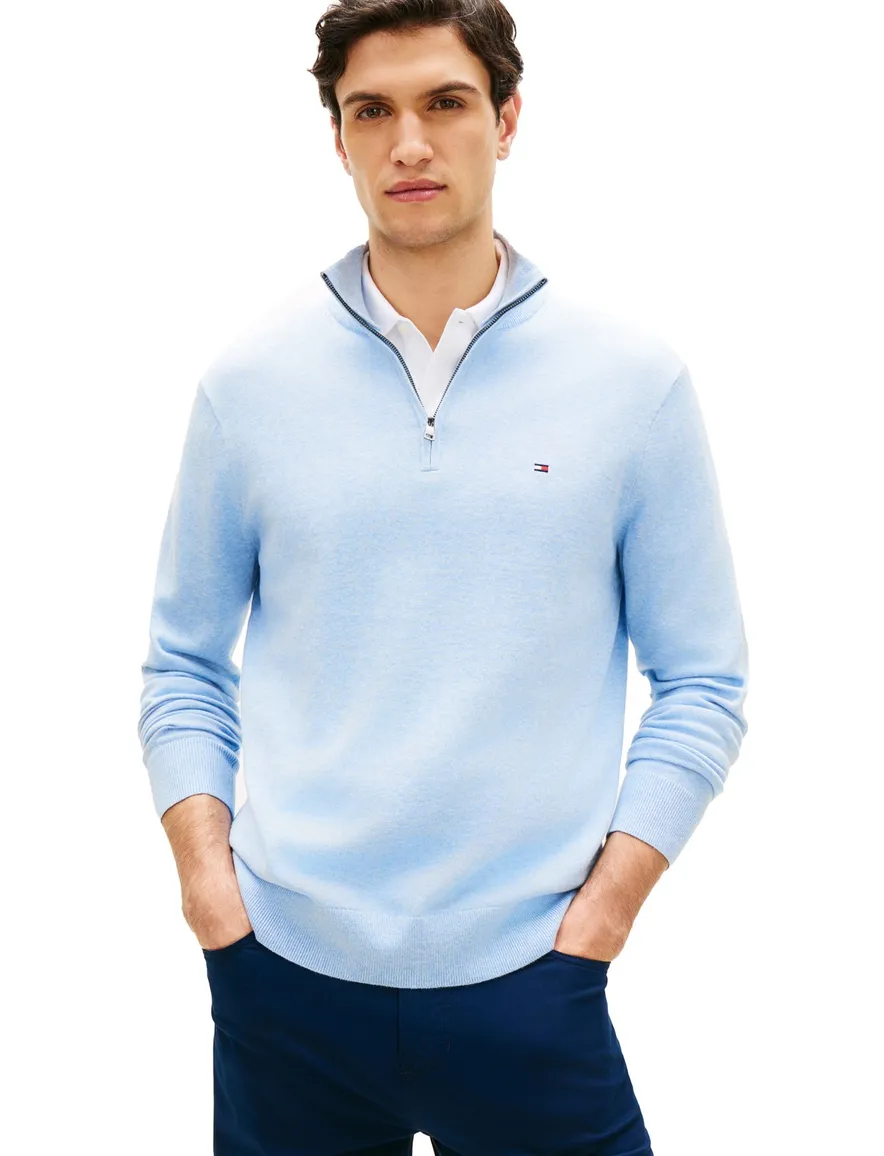Tommy Hilfiger Half Zip trui lichtblauw