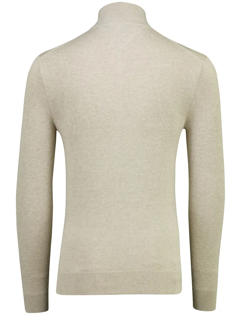 beige gemêleerd trui Tommy Hilfiger half-zip 100% katoen