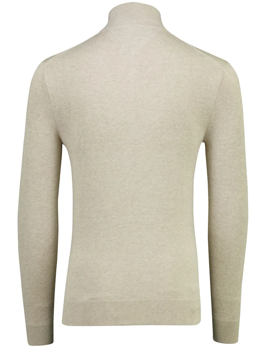 Tommy Hilfiger Half zip trui beige gemeleerd