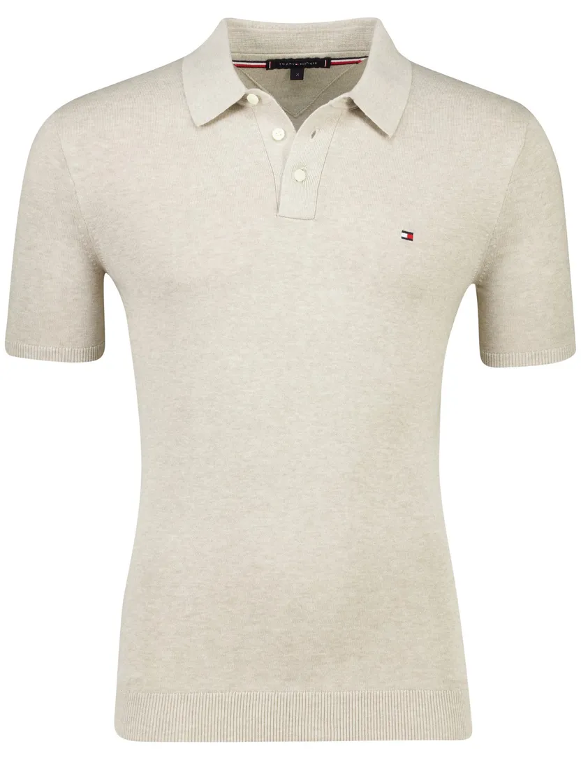 Beige poloshirt Tommy Hilfiger knit stof