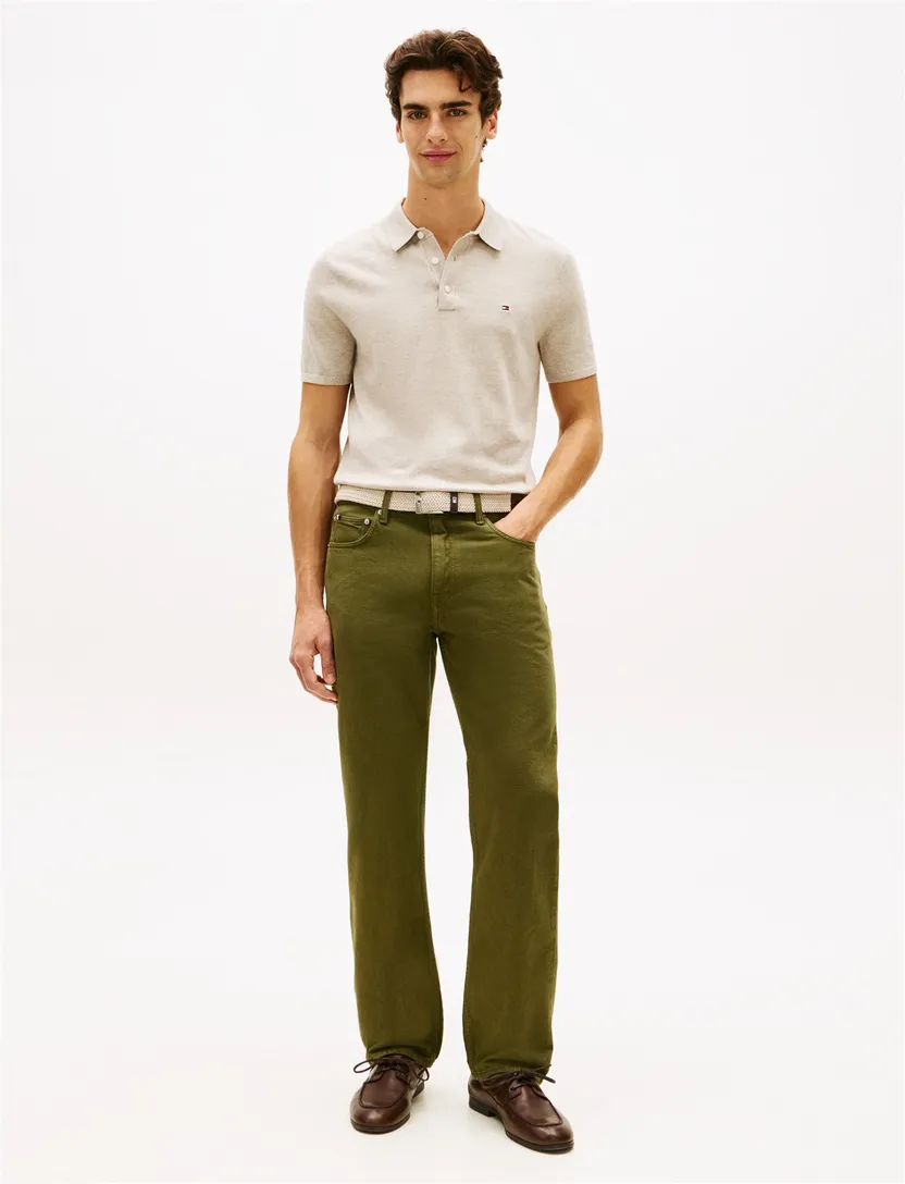 Beige poloshirt Tommy Hilfiger knit stof