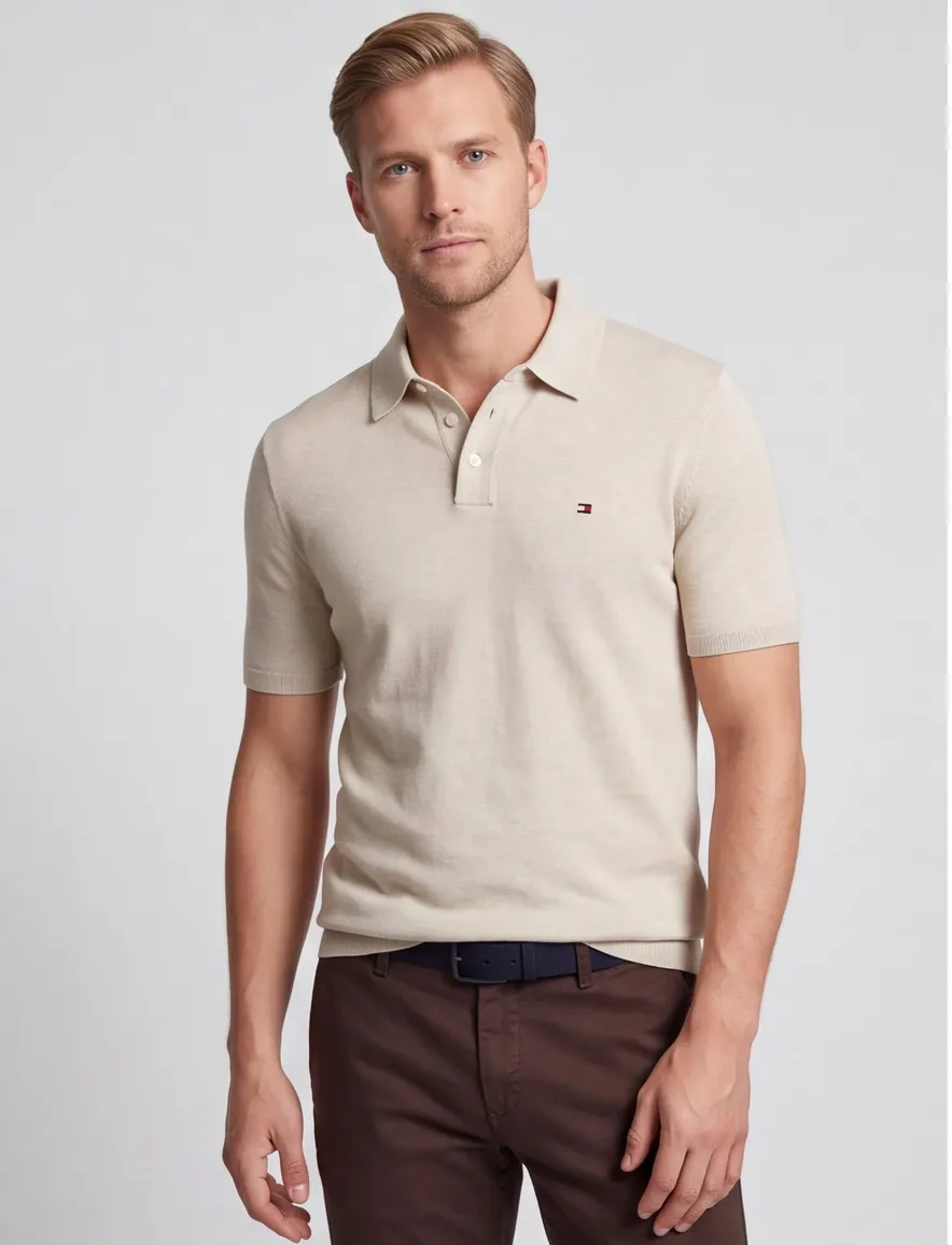 Poloshirt beige Tommy Hilfiger gemeleerd