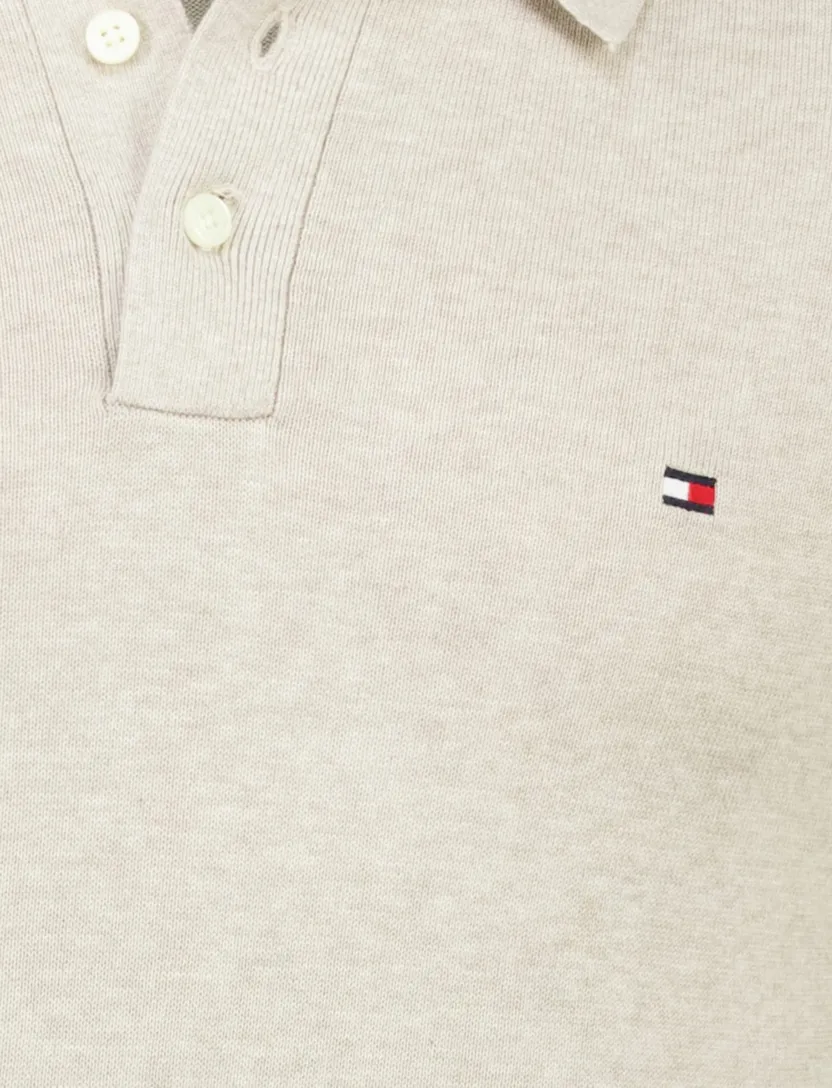 Beige poloshirt Tommy Hilfiger knit stof
