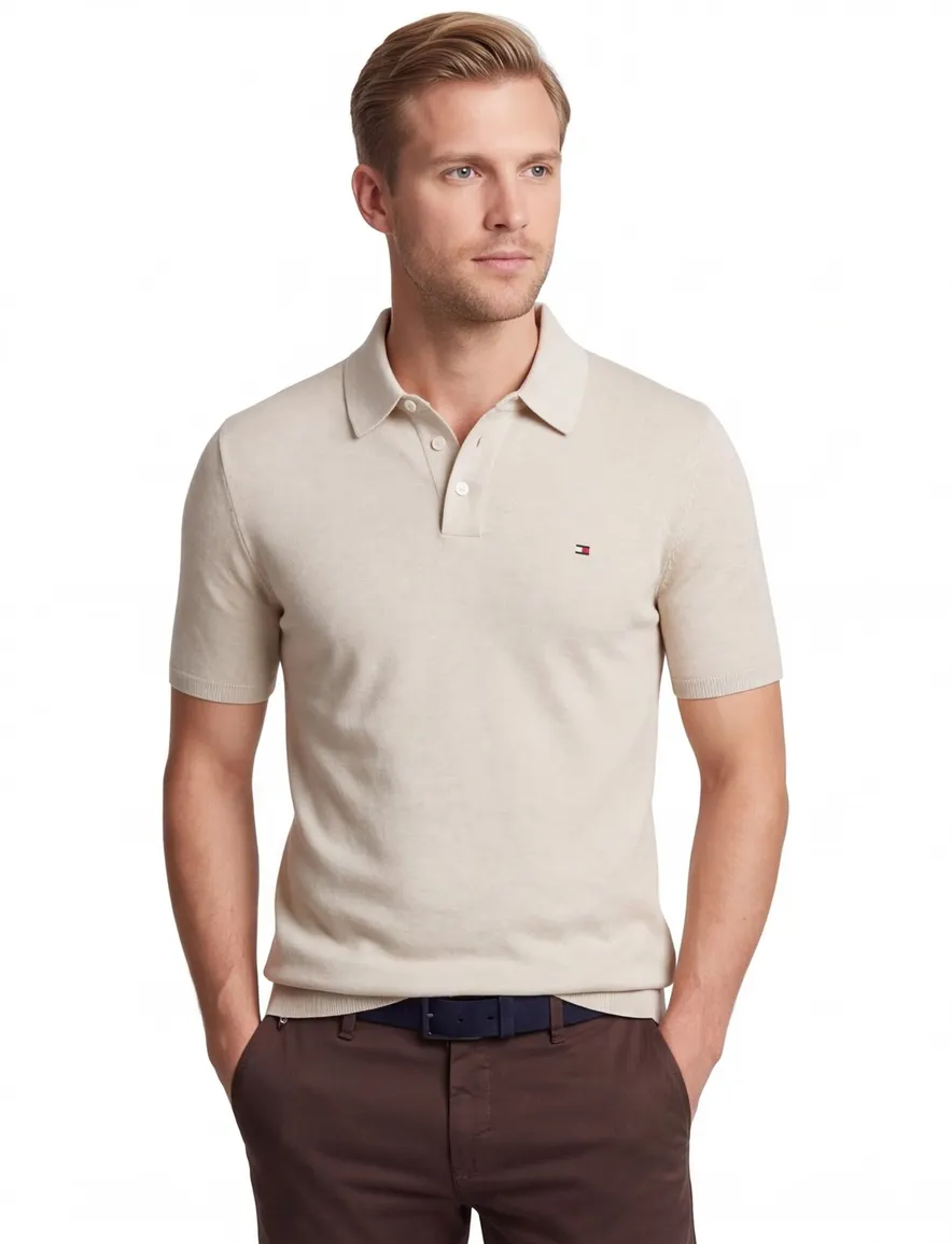 Poloshirt beige Tommy Hilfiger gemeleerd