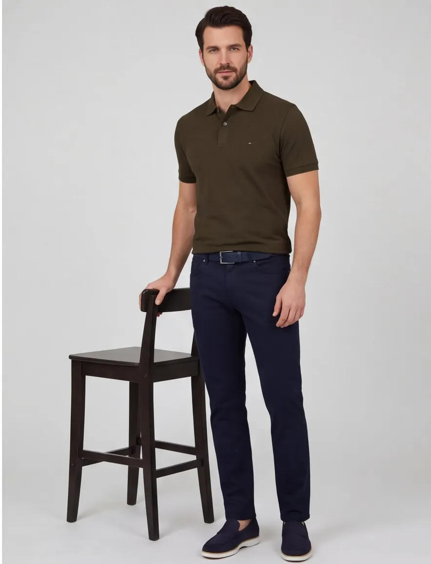 Bruin poloshirt Tommy Hilfiger Regular Fit effen