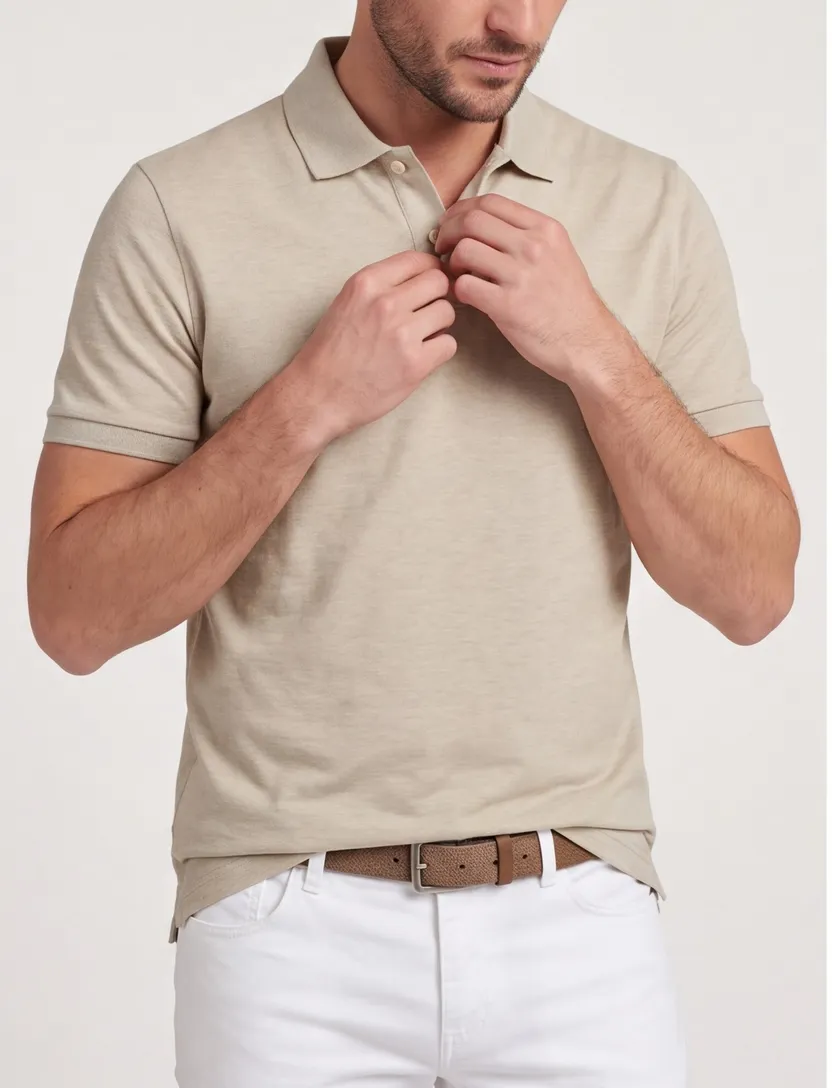 Poloshirt Tommy Hilfiger creme gemêleerd