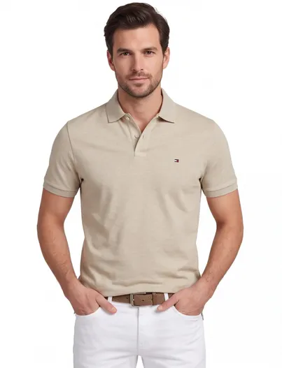 Tommy Hilfiger Poloshirt Tommy Hilfiger creme gemêleerd
