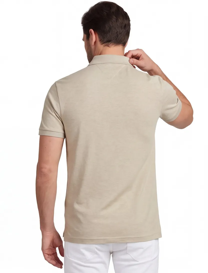 Poloshirt Tommy Hilfiger creme gemêleerd