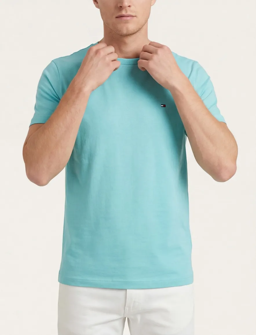 Tommy Hilfiger regular fit t-shirt turquoise met logo