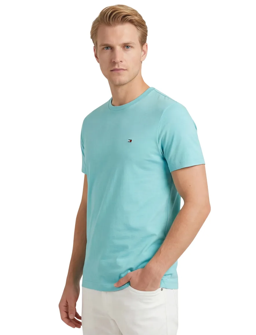 Tommy Hilfiger regular fit t-shirt turquoise met logo