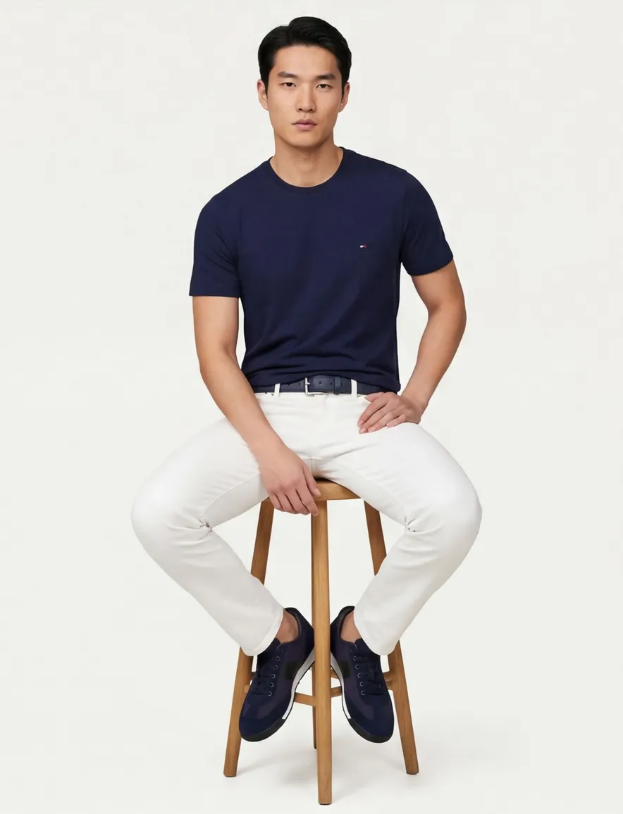 Ronde hals shirt tommy hilfiger donkerblauw