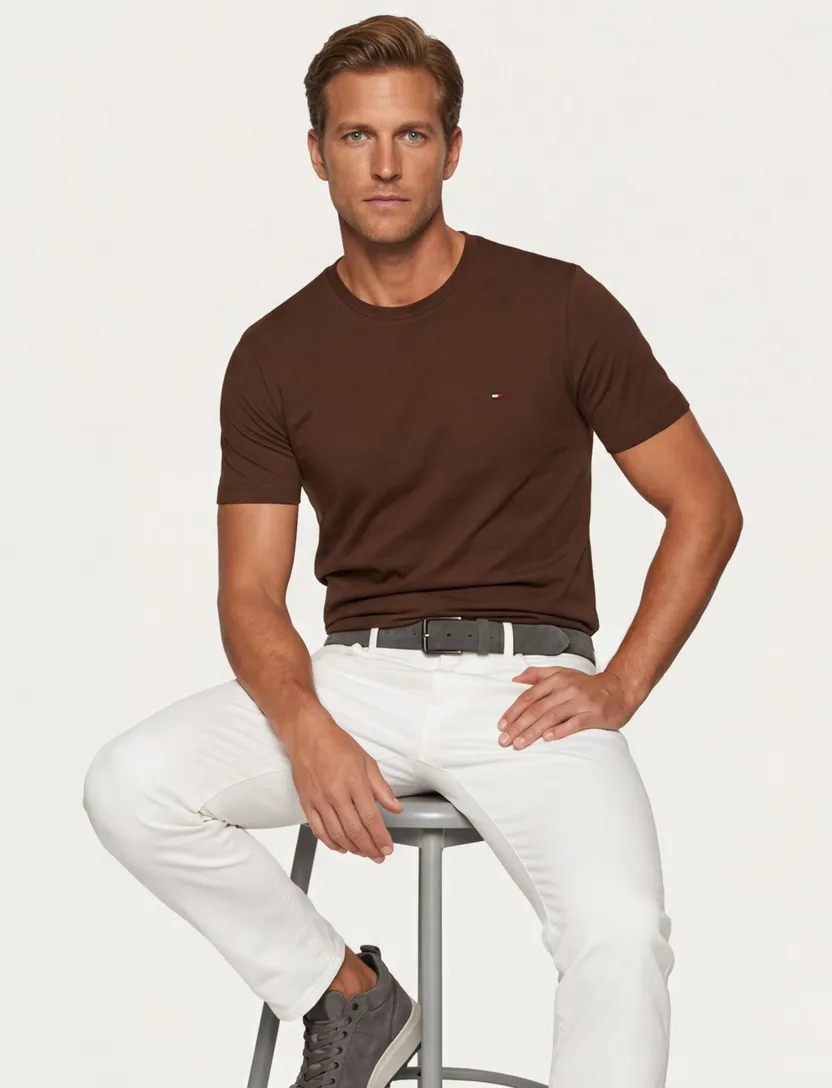 T-shirt bruin ronde hals tommy hilfiger