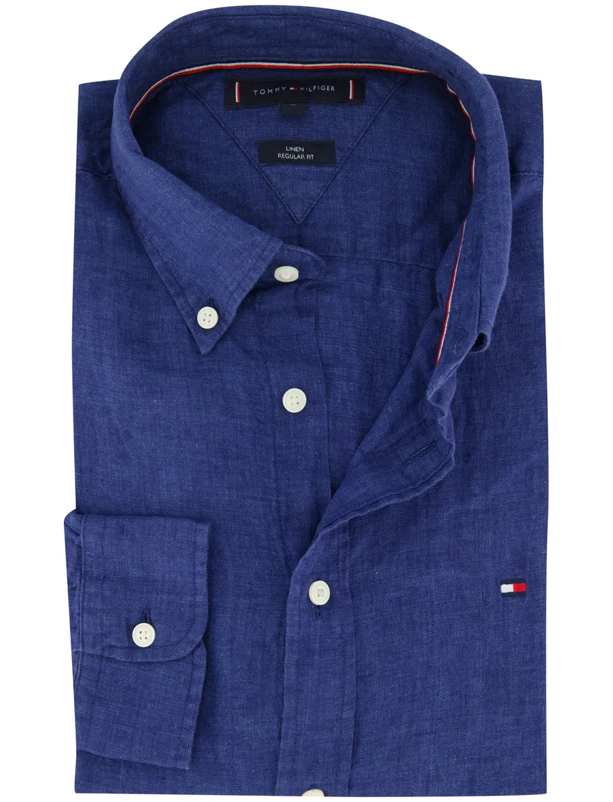 Tommy Hilfiger linnen overhemd blauw