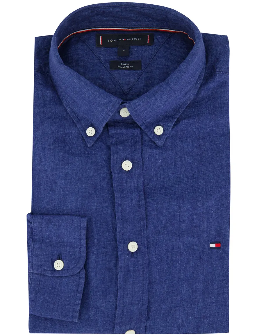 Tommy Hilfiger linnen overhemd blauw