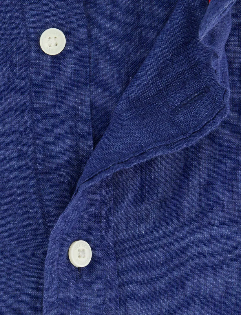 100% linnen overhemd button-down collar Tommy Hilfiger kobaltblauw