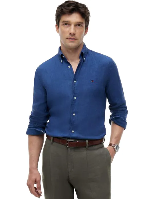 Tommy Hilfiger linnen overhemd blauw