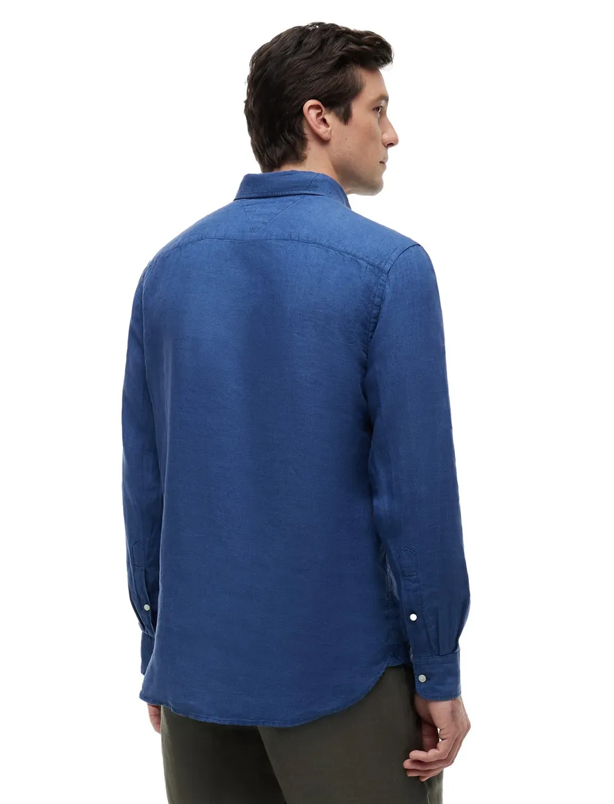 Tommy Hilfiger linnen overhemd blauw
