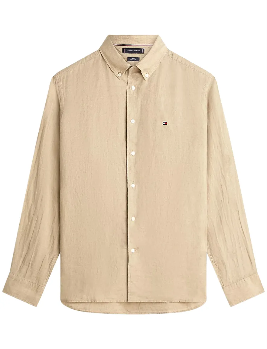 Poloshirt Tommy Hilfiger creme gemêleerd wijde fit