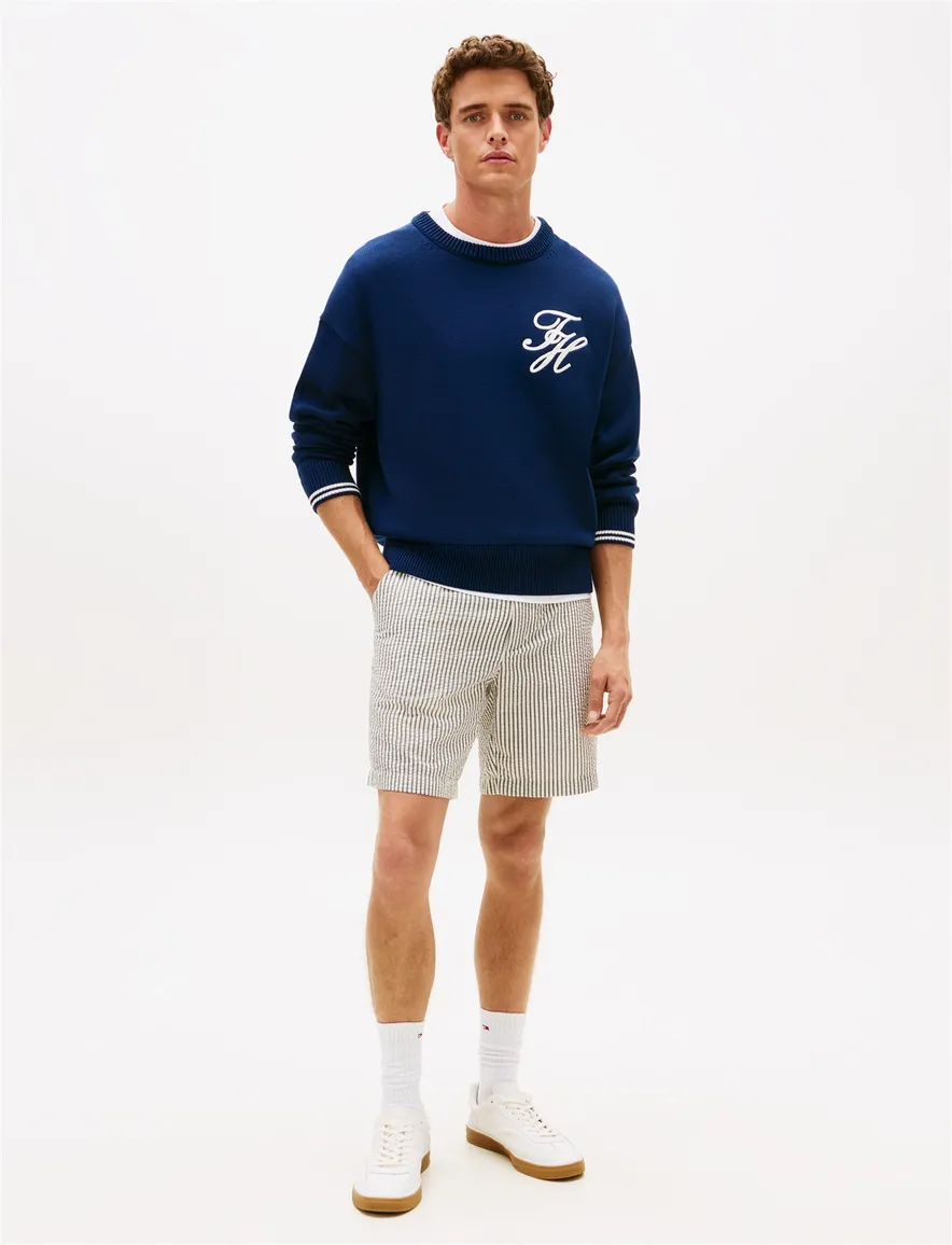 Creme navy bermuda gestreept Tommy Hilfiger chino