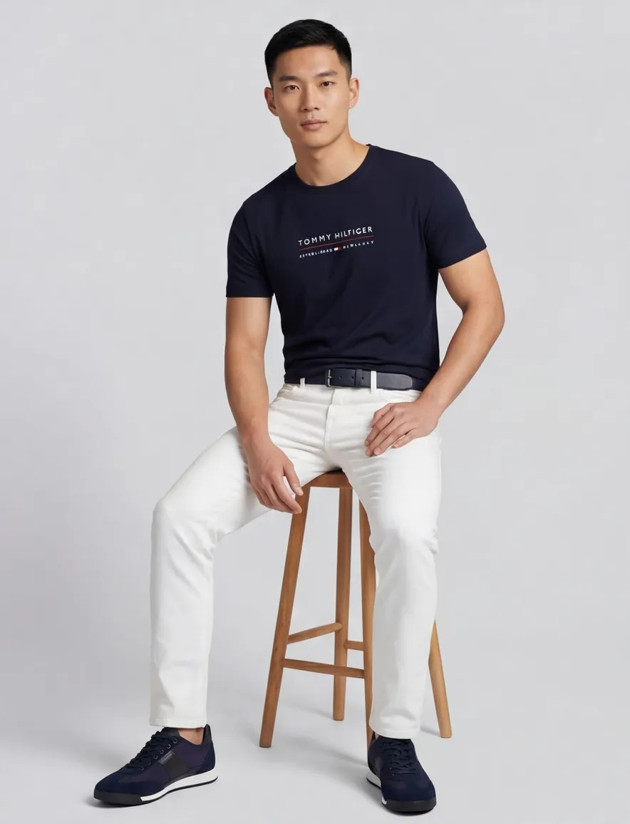 donkerblauw t-shirt Tommy Hilfiger ronde hals